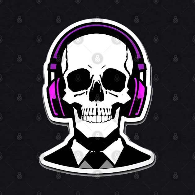 Skull With Headphones and Suit Violet | Listening Music by General Corner